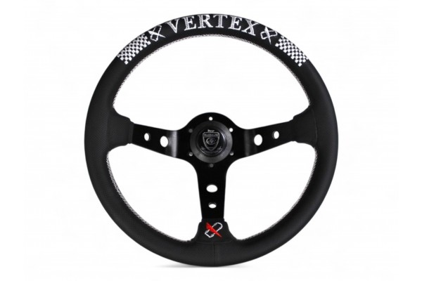 Vertex Checker Steering Wheel; Perforated Leather; 330mm x 90mm Deep
